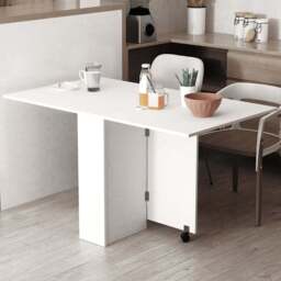 Portland 4 Seater Mobile Drop Leaf Folding Dining Table White - Wilko - thumbnail 1