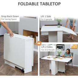 Portland 4 Seater Mobile Drop Leaf Folding Dining Table White - Wilko - thumbnail 5