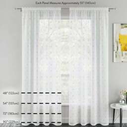 Tyrone Textiles Rhodes Natural Linen Look Rod Pocket Voile Panel Curtains 140 x 137cm - Size: W 140 x D 137cm - Wilko - thumbnail 5