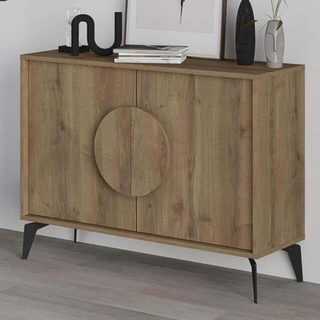 Decortie Gora 2 Door Dark Oak Effect Console Sideboard - Size: 82 x 110 x 35.6cm - Brown - Wilko - image 1