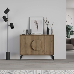 Decortie Gora 2 Door Dark Oak Effect Console Sideboard - Size: 82 x 110 x 35.6cm - Brown - Wilko - thumbnail 7