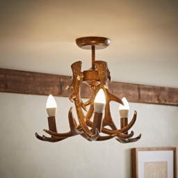ValueLights Caribou 3 Way Rustic Antler Ceiling Fitting - Size: 34.6 x 40 x 41cm - Brown - Wilko - thumbnail 7