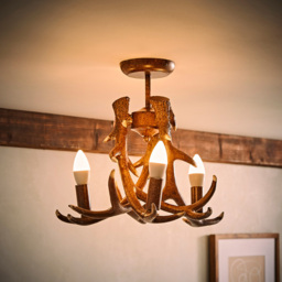 ValueLights Caribou 3 Way Rustic Antler Ceiling Fitting - Size: 34.6 x 40 x 41cm - Brown - Wilko - thumbnail 3