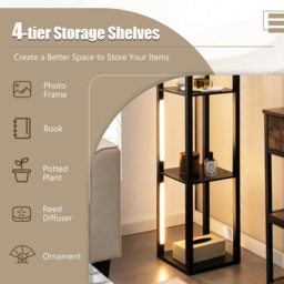 Costway Black 4 Shelf with Dimmable LED Bulb Floor Lamp - Size: 51 x 33 x 16cm - Wilko - thumbnail 6