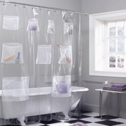 Shower Curtain with Storage - Clear - Wilko - thumbnail 3