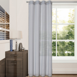 Velosso Riva Grey Eyelet Voile Panel Curtain 150 x 137cm - Size: w 150 x D 137cm - Wilko - thumbnail 1