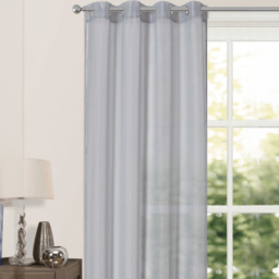 Velosso Riva Grey Eyelet Voile Panel Curtain 150 x 137cm - Size: w 150 x D 137cm - Wilko - thumbnail 3