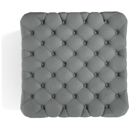 Living and Home Grey Velvet Buttoned Tufted Footstool - Size: 40 x 62 x 62cm - Wilko - thumbnail 5