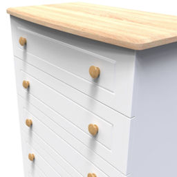 Crowndale Warwick 5 Drawer White Ash and Oak Chest of Drawers - Wilko - thumbnail 6