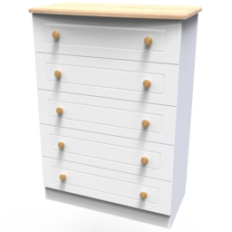 Crowndale Warwick 5 Drawer White Ash and Oak Chest of Drawers - Wilko - thumbnail 5