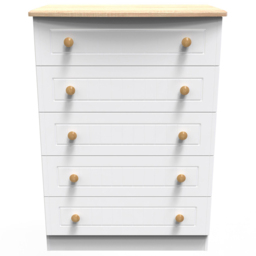 Crowndale Warwick 5 Drawer White Ash and Oak Chest of Drawers - Wilko - thumbnail 3
