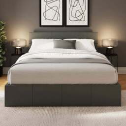 GFW Double Grey Faux Leather End Lift Ottoman Bed with Memory Pocket Spring Mattress - Wilko - thumbnail 1