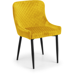 Julian Bowen Luxe Set of 2 Mustard Velvet Dining Chair - Yellow - Wilko - thumbnail 4