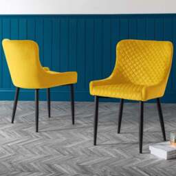 Julian Bowen Luxe Set of 2 Mustard Velvet Dining Chair - Yellow - Wilko