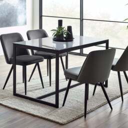 Julian Bowen Chicago Smoked Glass 4 Seater Dining Table - Black - Wilko