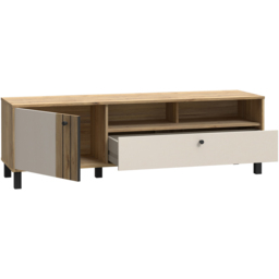 Florence Grafton Single Door Single Drawer 2 Shelf Cream and Oak TV Unit - Size: 48.6 x 158.1 x 42cm - Multi - Furniture To Go - Wilko - thumbnail 5