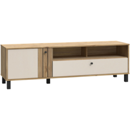 Florence Grafton Single Door Single Drawer 2 Shelf Cream and Oak TV Unit - Size: 48.6 x 158.1 x 42cm - Multi - Furniture To Go - Wilko - thumbnail 3