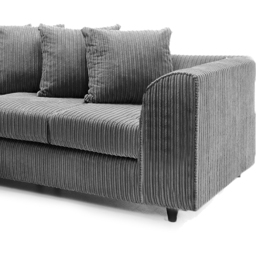 Luxor 5 Seater Grey Jumbo Cord Scatter Back L Shaped Corner Sofa Set - Wilko - thumbnail 6