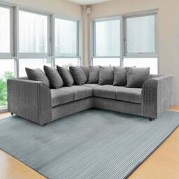 Luxor 5 Seater Grey Jumbo Cord Scatter Back L Shaped Corner Sofa Set - Wilko - thumbnail 1