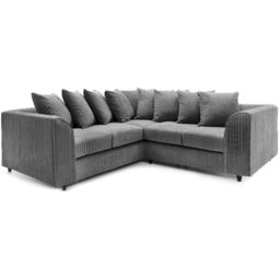 Luxor 5 Seater Grey Jumbo Cord Scatter Back L Shaped Corner Sofa Set - Wilko - thumbnail 3