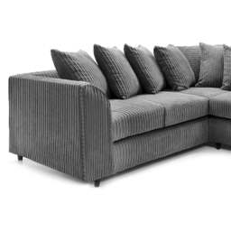 Luxor 5 Seater Grey Jumbo Cord Scatter Back L Shaped Corner Sofa Set - Wilko - thumbnail 4