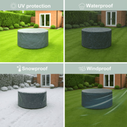 Home Source Duracover Small Round Patio Set Cover - Size: 94 x 140 x 140cm - Grey - Wilko - thumbnail 6