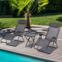 Outsunny Set of 2 Light Grey Zero Gravity Folding Recliner Chair with Table - Size: 1 Seater - Wilko - thumbnail 1