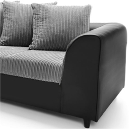 Luxor 3 Seater Black and Grey Jumbo Cord Scatter Back Sofa - Multi - Wilko - thumbnail 5