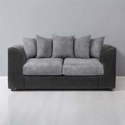 Luxor 3 Seater Black and Grey Jumbo Cord Scatter Back Sofa - Multi - Wilko