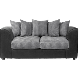 Luxor 3 Seater Black and Grey Jumbo Cord Scatter Back Sofa - Multi - Wilko - thumbnail 3