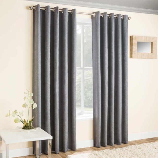 Enhanced Living Vogue Grey Thermal Blackout Eyelet Readymade Curtains 168 x 137cm - Wilko - image 1