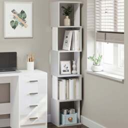 HOMCOM 5 Tier Light Grey Freestanding Bookshelf - Size: 5 Shelf - Wilko - thumbnail 1