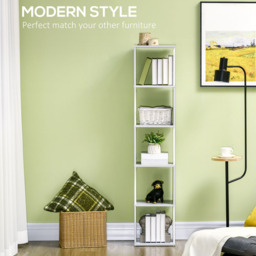 HOMCOM 5 Tier Light Grey Freestanding Bookshelf - Size: 5 Shelf - Wilko - thumbnail 6