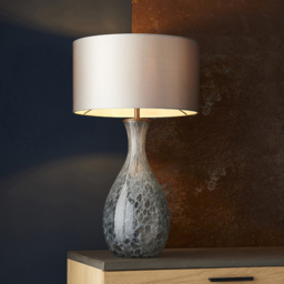 Merano Ortisei Artisan Glass and Brushed Bronze Plate Table Lamp - Size: 20 x 20 x 50.8cm - Brown - Wilko - thumbnail 4