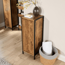 Home Source Locastra Single Door Oak and Black Bathroom Floor Cabinet - Size: 88.5 x 33 x 12cm - Brown - Wilko - thumbnail 7