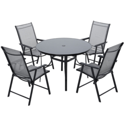 Living and Home 4 Seater Garden Dining Set Black and Grey - Wilko - thumbnail 3