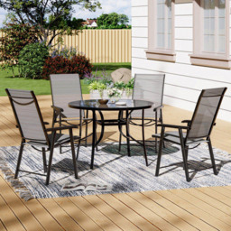 Living and Home 4 Seater Garden Dining Set Black and Grey - Wilko