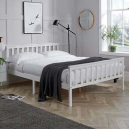 Home Source Florida Small Double White Wooden Bed Frame - Wilko - thumbnail 1