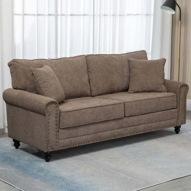 Portland 3 Seater Brown Sofa - Wilko - image 1