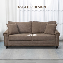 Portland 3 Seater Brown Sofa - Wilko - thumbnail 4