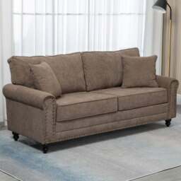 Portland 3 Seater Brown Sofa - Wilko