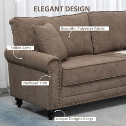 Portland 3 Seater Brown Sofa - Wilko - thumbnail 6