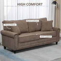 Portland 3 Seater Brown Sofa - Wilko - thumbnail 5