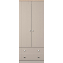 Crowndale Sussex 2 Door 2 Drawer Kashmir Ash and Bardolino Oak Tall Wardrobe Ready Assembled - Kashmir Ash & Bardolino Oak - Wilko - thumbnail 3