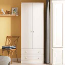 Crowndale Sussex 2 Door 2 Drawer Kashmir Ash and Bardolino Oak Tall Wardrobe Ready Assembled - Kashmir Ash & Bardolino Oak - Wilko - thumbnail 1