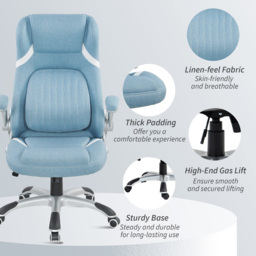 Vinsetto Blue Fabric Tiltable Office Chair - Size: 117 x 76 x 68cm - Wilko - thumbnail 4