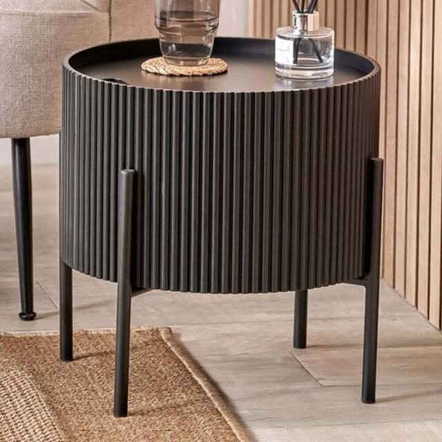Pacific Lifestyle Henderson Black Wood and Black Metal Storage Side Table - Wilko - image 1