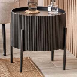 Pacific Lifestyle Henderson Black Wood and Black Metal Storage Side Table - Wilko - thumbnail 1