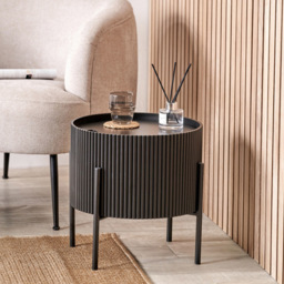 Pacific Lifestyle Henderson Black Wood and Black Metal Storage Side Table - Wilko - thumbnail 6