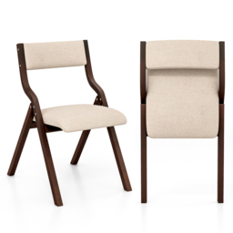 Costway Set of 2 Beige Foldable Dining Chairs - Size: 96 x 57 x 25cm - Cream - Wilko - thumbnail 3